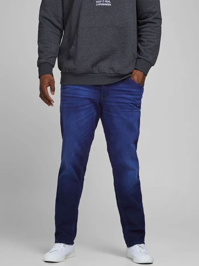 Jeans JACK and JONES Mens GLENN ORIGINAL GE 106 INDIGO KNIT PLUS SIZE SLIM FIT JEANS Blue Black Denim Jeans JACK and JONES Mens GLENN ORIGINAL GE 106 INDIGO KNIT PLUS SIZE SLIM FIT JEANS Blue Black Denim