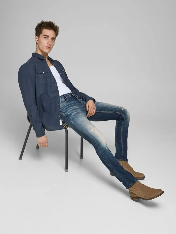 Jeans JACK and JONES Mens GLENN ORIGINAL JOS 631 SLIM FIT JEANS Blue Blue Denim