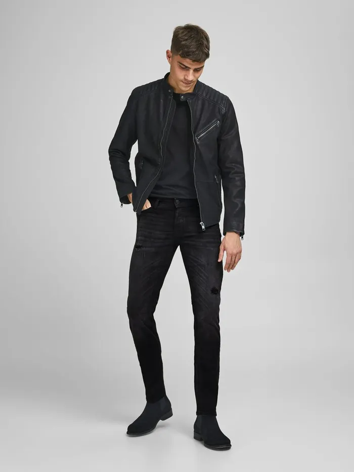 Jeans JACK and JONES Mens GLENN ORIGINAL JOS 633 SLIM FIT JEANS Black Black Denim