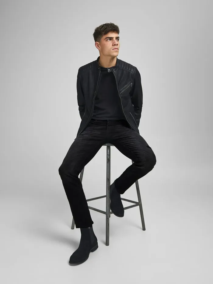 Jeans JACK and JONES Mens GLENN ORIGINAL JOS 633 SLIM FIT JEANS Black Black Denim