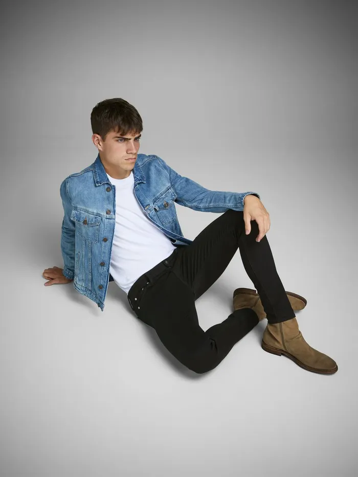 Jeans JACK and JONES Mens LIAM ORIGINAL AM 009 SKINNY FIT JEANS Black Black Denim