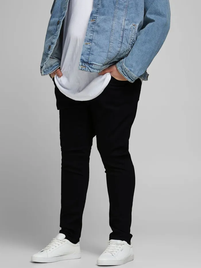Jeans JACK and JONES Mens LIAM ORIGINAL NA 029 PLUS SIZE SKINNY FIT JEANS Black Black Denim Jeans JACK and JONES Mens LIAM ORIGINAL NA 029 PLUS SIZE SKINNY FIT JEANS Black Black Denim