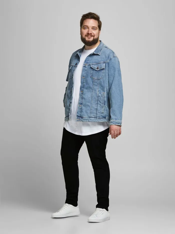 Jeans JACK and JONES Mens LIAM ORIGINAL NA 029 PLUS SIZE SKINNY FIT JEANS Black Black Denim