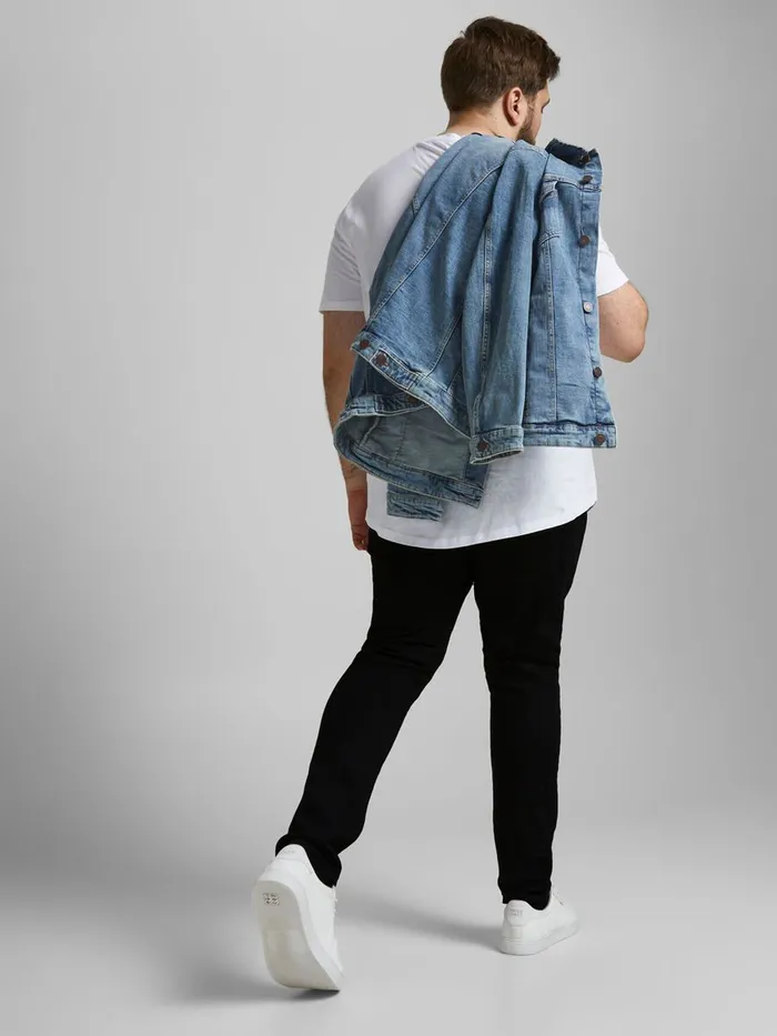 Jeans JACK and JONES Mens LIAM ORIGINAL NA 029 PLUS SIZE SKINNY FIT JEANS Black Black Denim