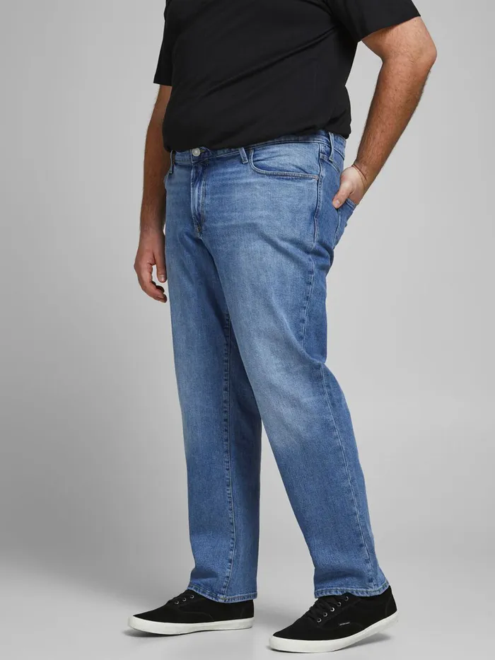 Jeans JACK and JONES Mens MIKE ICON AM 207 PLUS SIZE COMFORT FIT JEANS Blue Blue Denim Jeans JACK and JONES Mens MIKE ICON AM 207 PLUS SIZE COMFORT FIT JEANS Blue Blue Denim