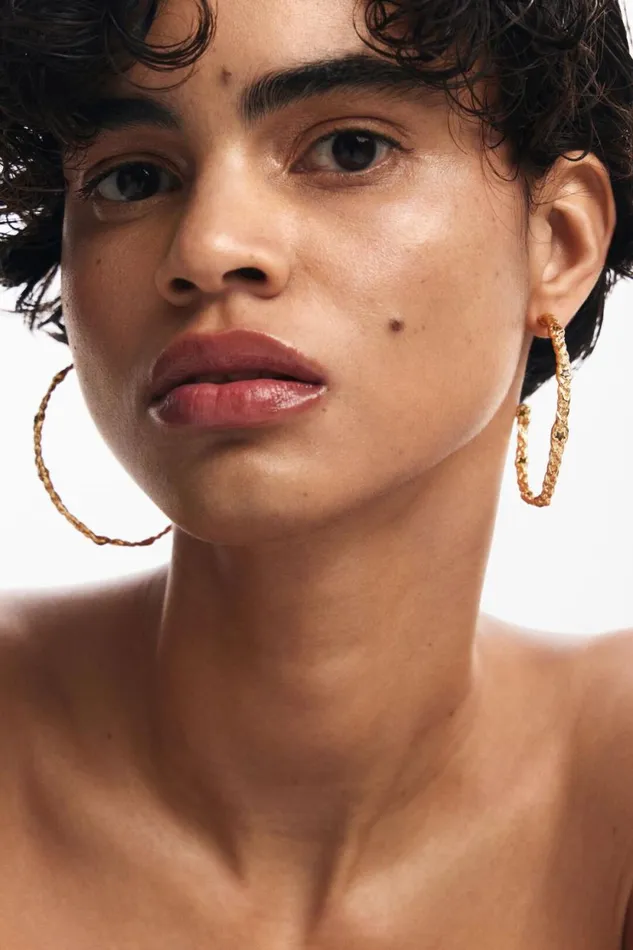 Jewelry Women Desigual Zalio Goldplated Braided Hoop Earrings Materialfinishes