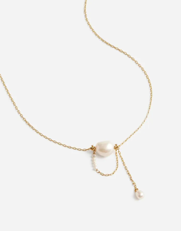 Jewelry Women Madewell Freshwater Pearl Drop Necklace Vintage Gold