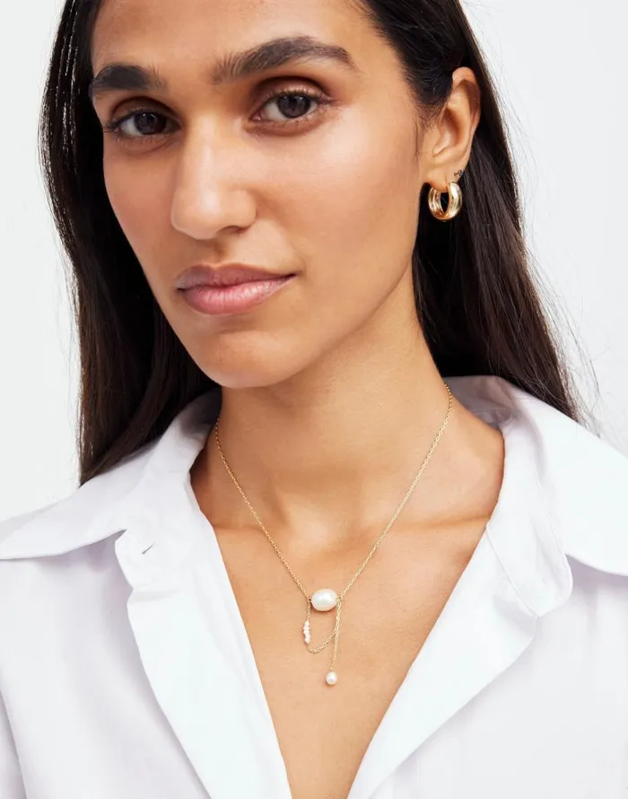 Jewelry Women Madewell Freshwater Pearl Drop Necklace Vintage Gold