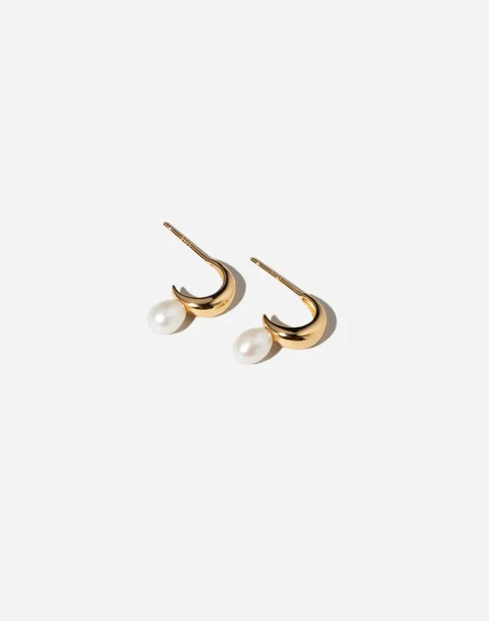 Jewelry Women Madewell Maslo Jewelry Mini Pearl Hoop Earrings Gold Gold