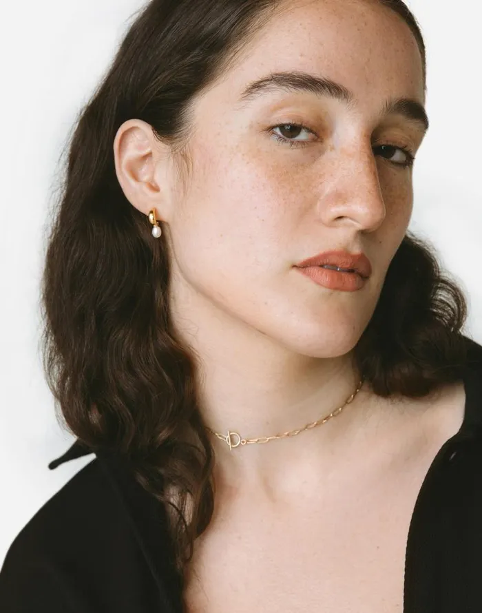 Jewelry Women Madewell Maslo Jewelry Mini Pearl Hoop Earrings Gold Gold