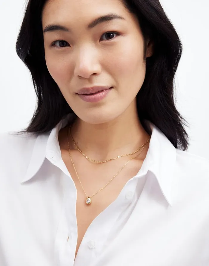 Jewelry Women Madewell TwoPack Pear Crystal Pendant Necklace Set Pale Gold