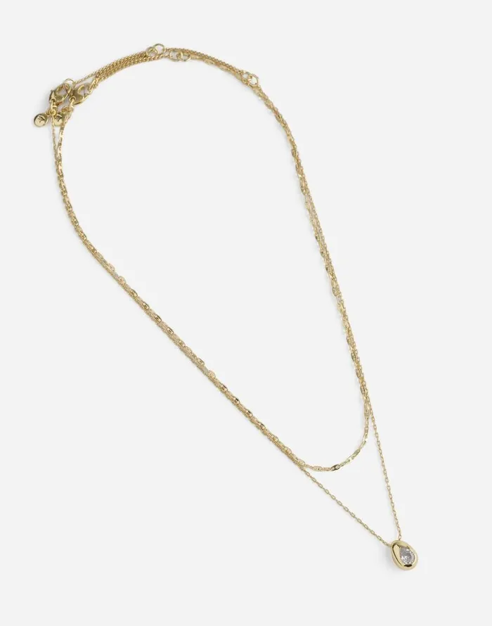 Jewelry Women Madewell TwoPack Pear Crystal Pendant Necklace Set Pale Gold