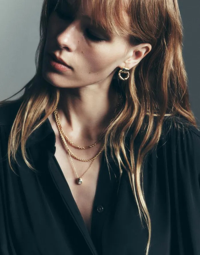 Jewelry Women Madewell TwoPack Pear Crystal Pendant Necklace Set Pale Gold