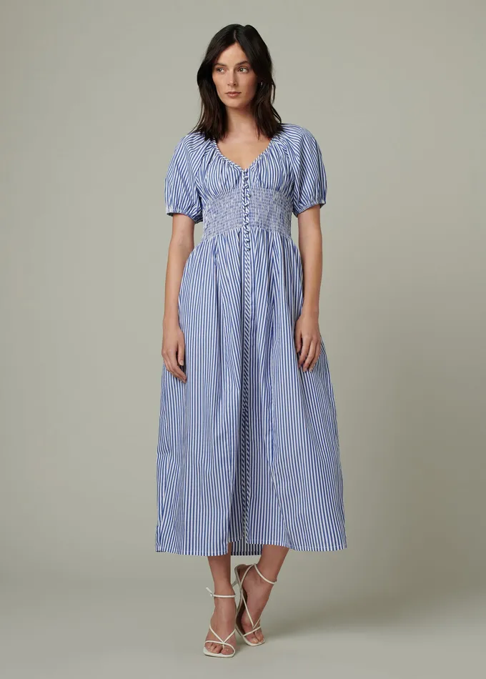 Joe8217s Jeans Dresses Jumpsuits Women THE MONET DRESS Navy White Stripe