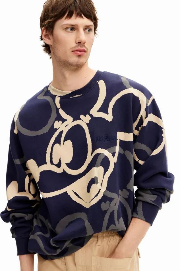 Jumpers And Sweatshirts Men Desigual Mickey Sweatshirt Blue