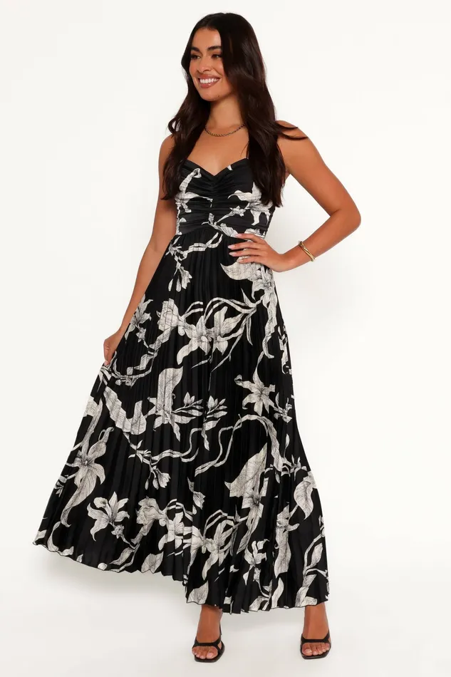 Jumpsuits and Rompers Angelique Pleated Jumpsuit Black Floral 8211 Petal and Pup Women