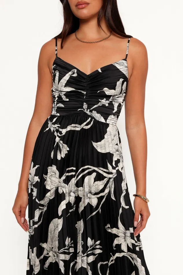 Jumpsuits and Rompers Angelique Pleated Jumpsuit Black Floral 8211 Petal and Pup Women