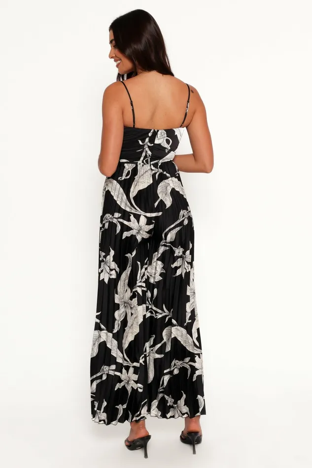 Jumpsuits and Rompers Angelique Pleated Jumpsuit Black Floral 8211 Petal and Pup Women