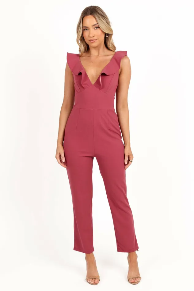 Jumpsuits and Rompers Petal and Pup Women Mirabelle Jumpsuit Dark Rose