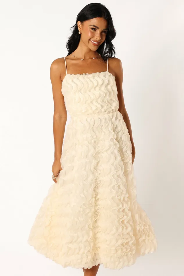 Kade Textured Midi Dress White Women Event Dresses Petal and Pup
