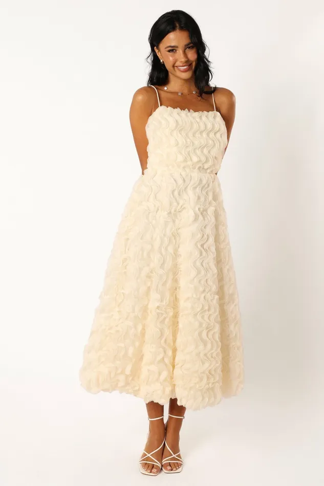 Kade Textured Midi Dress White Women Event Dresses Petal and Pup