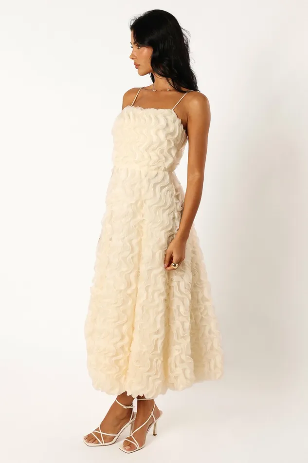 Kade Textured Midi Dress White Women Event Dresses Petal and Pup