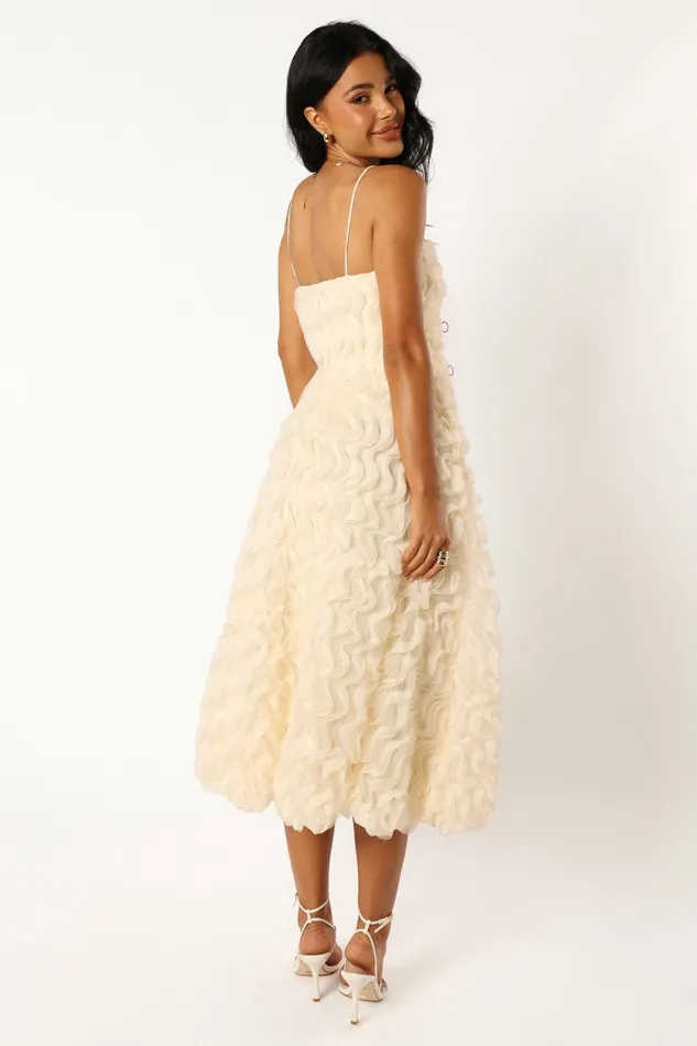 Kade Textured Midi Dress White Women Event Dresses Petal and Pup