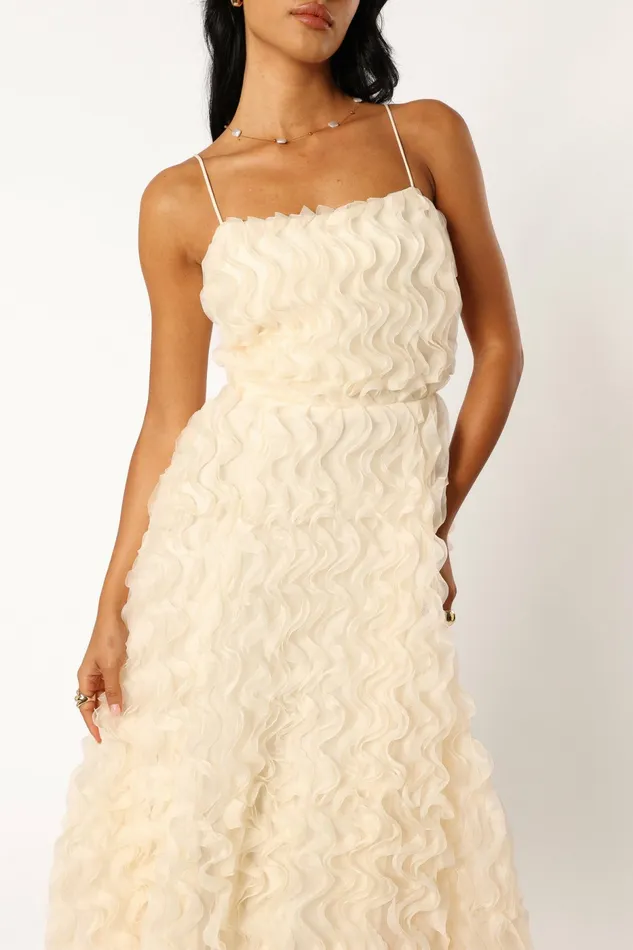 Kade Textured Midi Dress White Women Event Dresses Petal and Pup