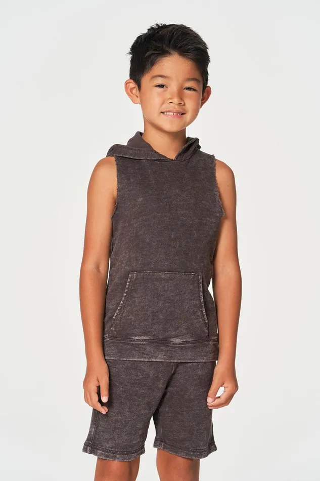 Kids Chaser Brand Boys Boys Linen French Terry Sleeveless Muscle Pullover Hoodie