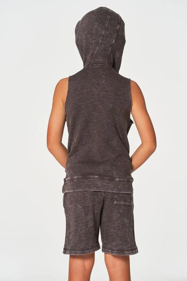Kids Chaser Brand Boys Boys Linen French Terry Sleeveless Muscle Pullover Hoodie