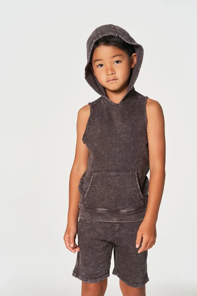 Kids Chaser Brand Boys Boys Linen French Terry Sleeveless Muscle Pullover Hoodie