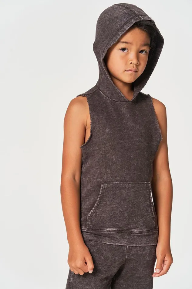 Kids Chaser Brand Boys Boys Linen French Terry Sleeveless Muscle Pullover Hoodie