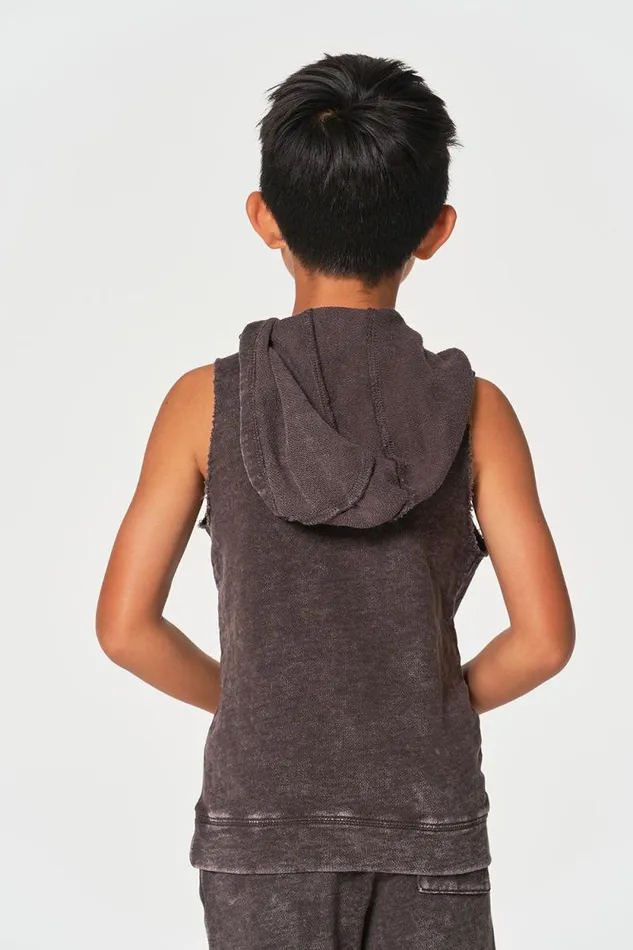 Kids Chaser Brand Boys Boys Linen French Terry Sleeveless Muscle Pullover Hoodie