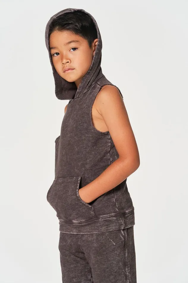 Kids Chaser Brand Boys Boys Linen French Terry Sleeveless Muscle Pullover Hoodie