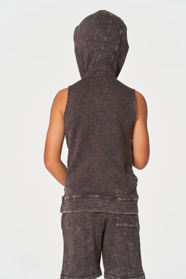 Kids Chaser Brand Boys Boys Linen French Terry Sleeveless Muscle Pullover Hoodie