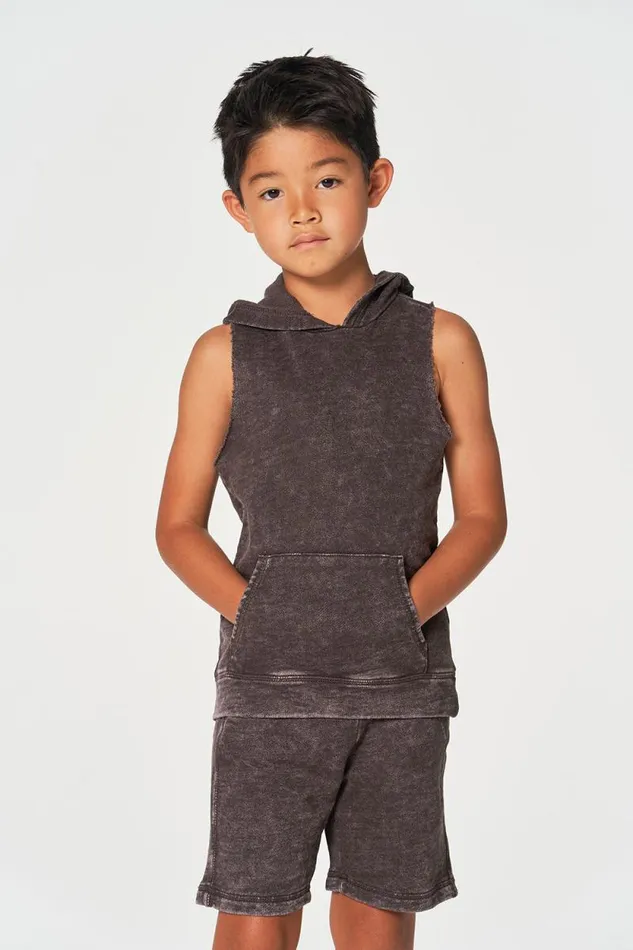 Kids Chaser Brand Boys Boys Linen French Terry Sleeveless Muscle Pullover Hoodie