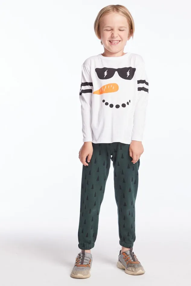 Kids Chaser Brand Boys Chill Snowman Boys Cloud Jersey Long Sleeve