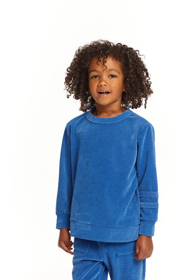 Kids Chaser Brand Boys Long Sleeve Peacock Crew Neck Pullover