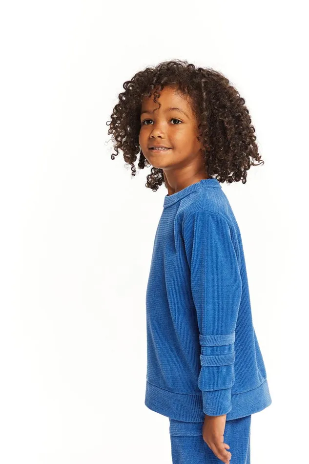 Kids Chaser Brand Boys Long Sleeve Peacock Crew Neck Pullover