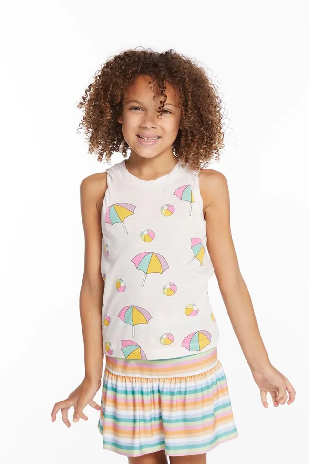 Kids Chaser Brand Girls Beach Balls and Umbrellas Girls Tank Top