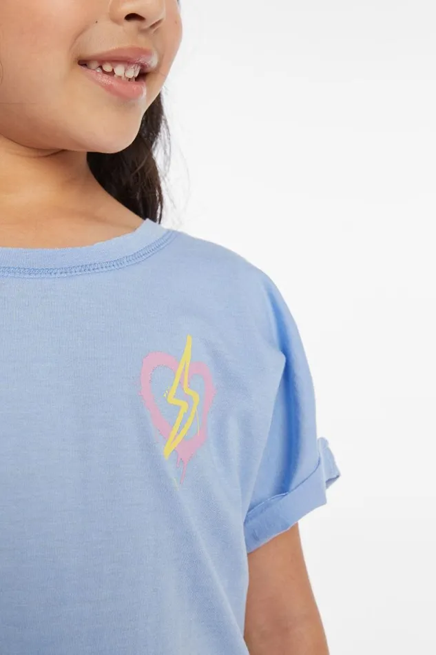 Kids Chaser Brand Girls Bolt Heart Girls Tee