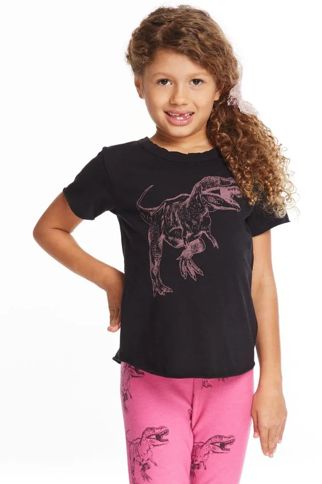 Kids Chaser Brand Girls Dino Time Girls Crew Neck Tee