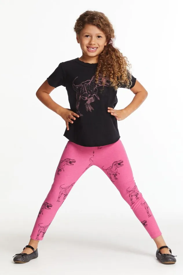 Kids Chaser Brand Girls Dino Time Girls Crew Neck Tee