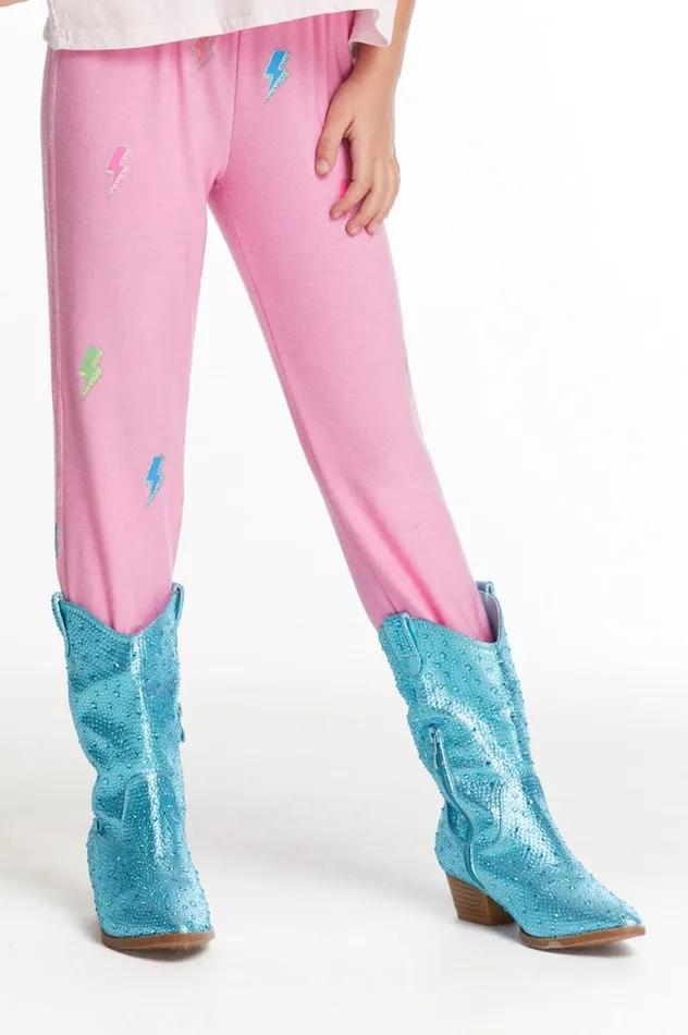 Kids Chaser Brand Girls Glitter Bolts Girls Pant