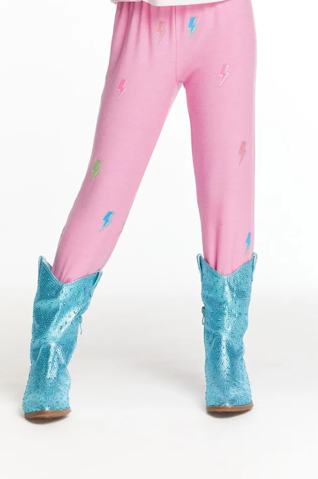 Kids Chaser Brand Girls Glitter Bolts Girls Pant