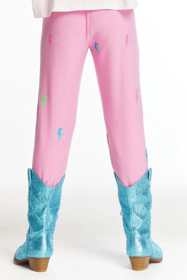 Kids Chaser Brand Girls Glitter Bolts Girls Pant