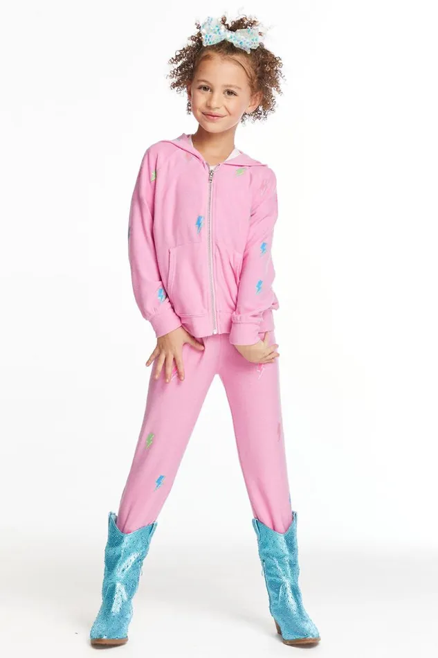 Kids Chaser Brand Girls Glitter Bolts Girls Pant