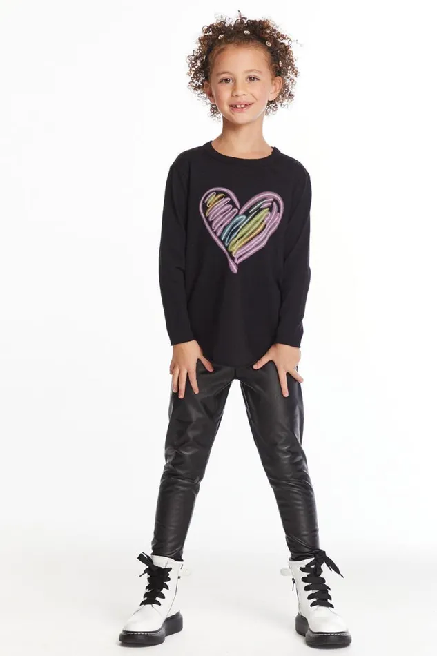 Kids Chaser Brand Girls Glow Heart Girls Long Sleeve Tee