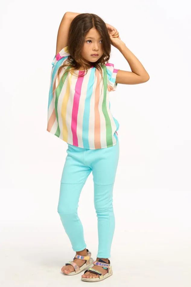 Kids Chaser Brand Girls Multi Color Stripe Tee