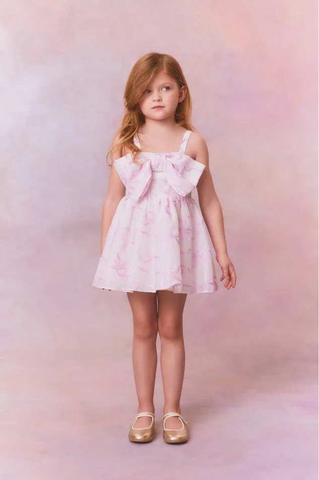 Kids LoveShackFancy Girls Girls Alejandra Bow Dress Pink Mystique
